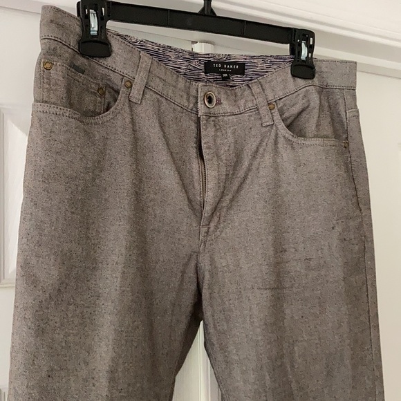 Designer Ted Baker London Brown Gray Straight Leg Pant - Picture 3 of 11